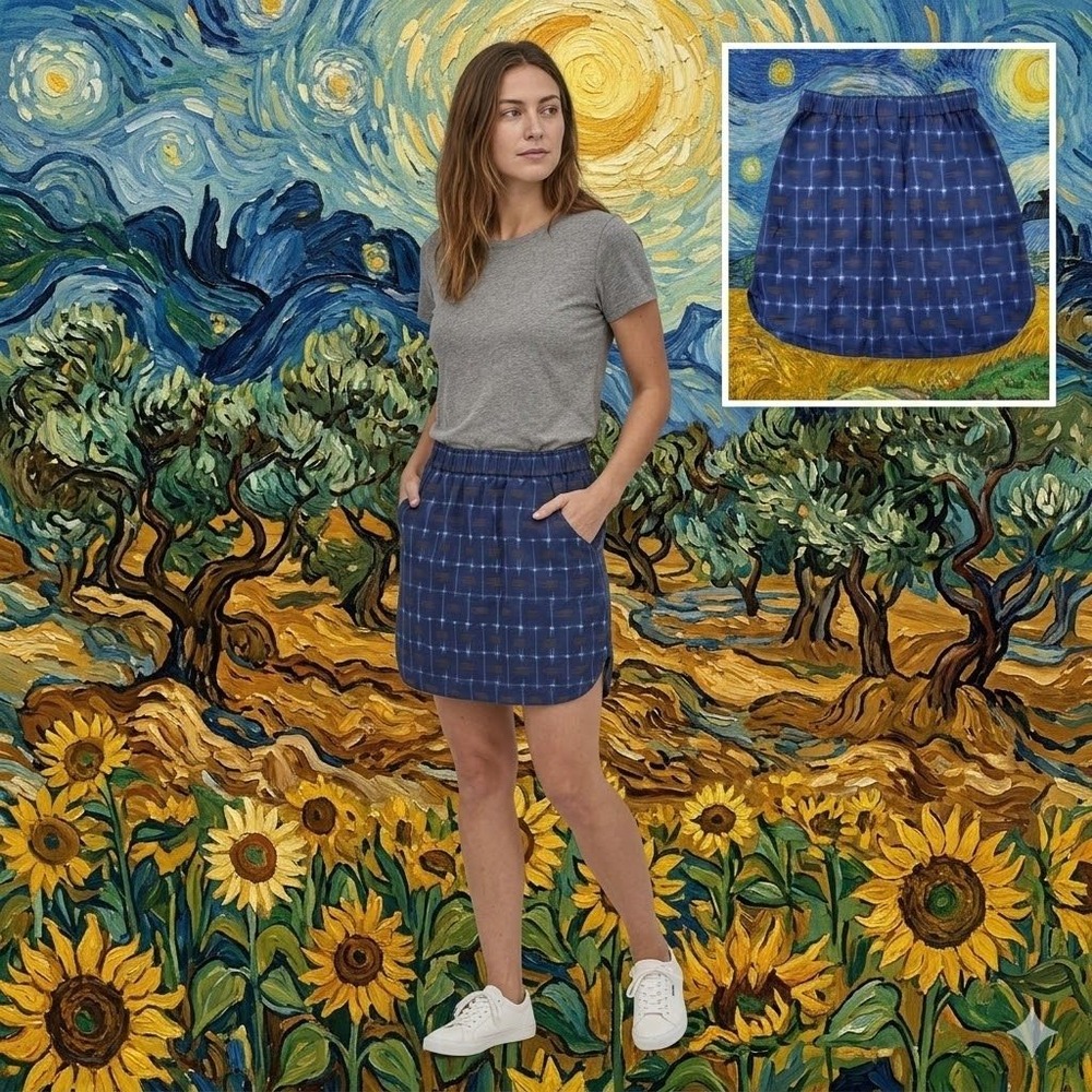 Patagonia Kamala Skirt Womens Small Blue Ikat Tencel‎ Elastic Waist 58600 SP18